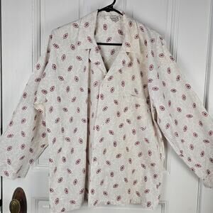 VTG men's cotton pj top retro print costume casual pocket 41-44 pajama